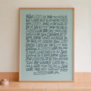 Can&#39;t Help Falling in Love - Elvis, Song Lyrics Wall Art, Personalised Print, Music Poster • Birthday Gift • Wedding Gift • Anniversary Gift