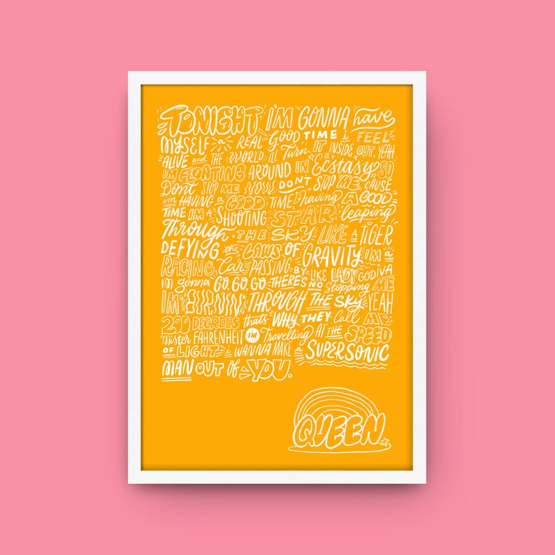 Don't Stop Me Now Queen Song Lyrics Wall Art - Etsy