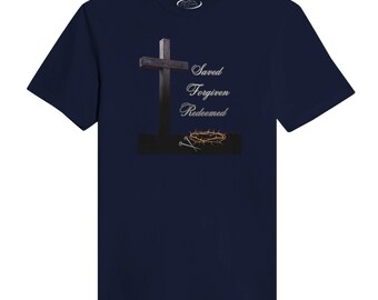 Redeemed forgiven saved tshirt, Christian tshirt, Bible verse Tshirt, faith statement tee, inspirational shirt, religious Scripture tshirt