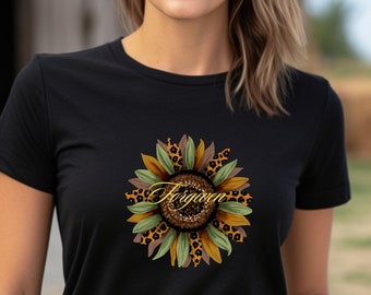 Forgiven Tshirt, leopard print sunflower tee, inspirational Tshirt, Christian woman church tshirt, spiritual tshirt, religious tshirt,