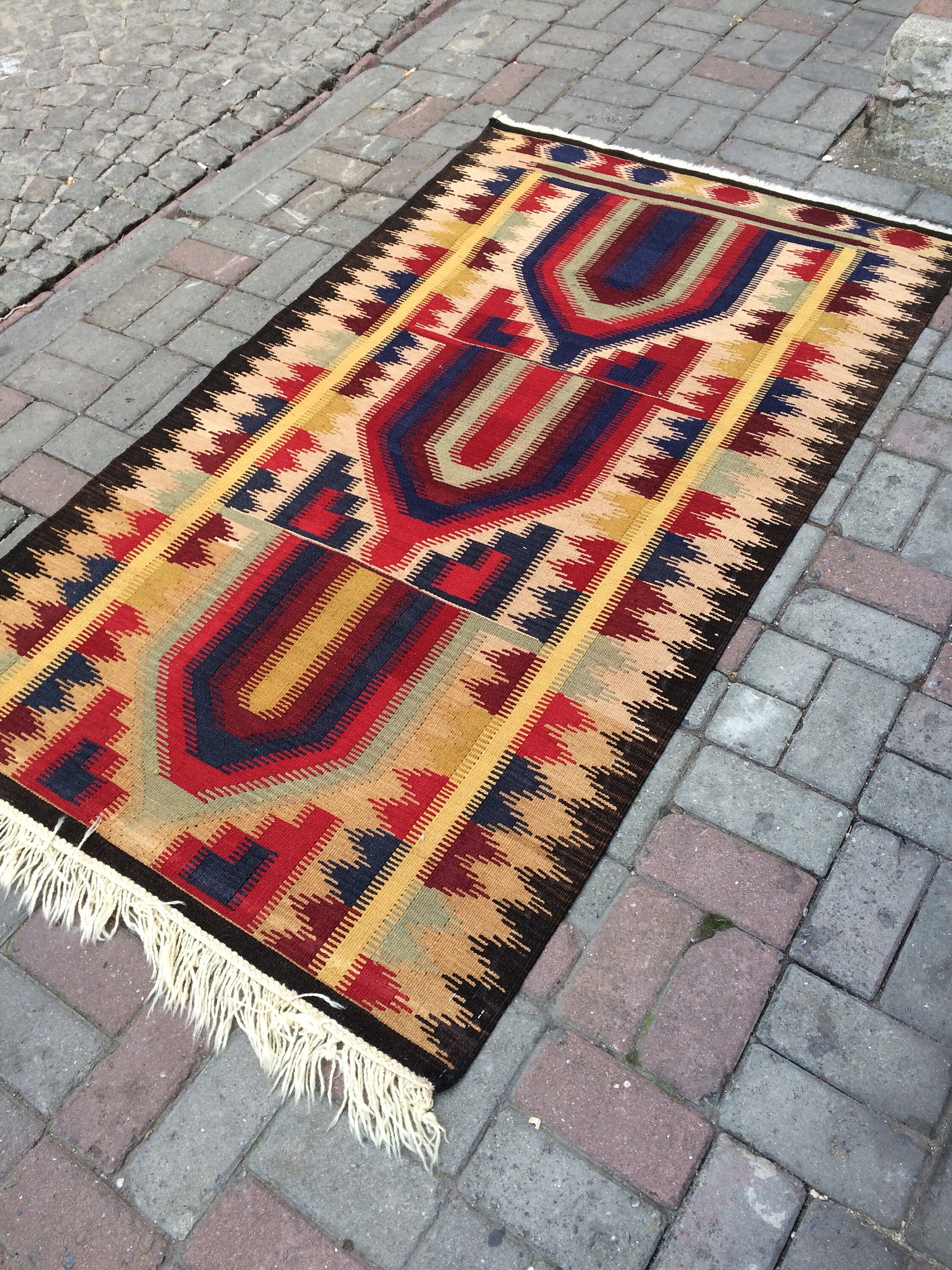 Vintage Turkish Handmade Kilim Rug zigzage design decorative Etsy