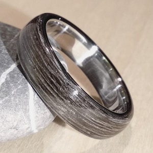 Grey Koto wood and Stainless Steel Ring, wooden ring, wedding ring, wooden wedding band, wood ring, mens wood wedding band
