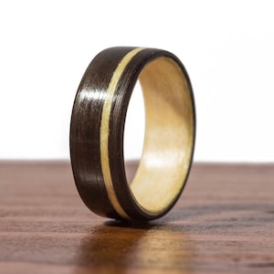 Ebony and Maple bentwood ring, natural wooden ring, wood wedding band, Eco-friendly wooden ring, Gift for him/her wood ring, Handmade ring