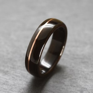 Ebony wood ring with Copper inlay - bentwood wedding band, wood wedding ring, engagement ring, mens wooden ring, Handmade