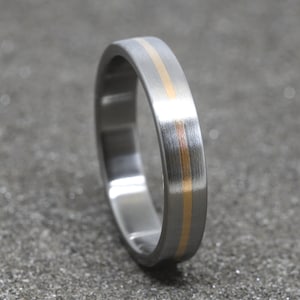 Titanium ring with Copper inlay. 4mm. satin finish, centered copper inlay, wedding band, handmade titanium wedding ring, engagement ring