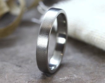 Minimalist titanium ring - Classic Wedding band - Industrial modern ring - Mens gray ring - Simple brushed titan band - 5 year anniversary