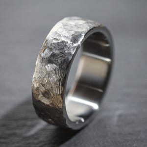 Titanium Band with Hammered Surface, rustic minimalist wedding band, mens titanium engagement ring, anniversary gift for him, Handcrafted