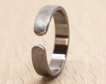 Open Brushed Titanium Ring, Titanium wedding band, Titanium engagement ring, open bands, mens wedding band, cuff ring