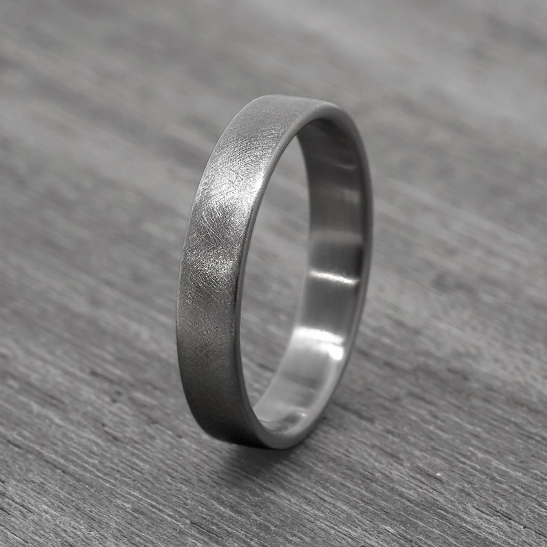 Minimalist Titanium ring with brushed finish Classic wedding band Industrial modern ring Mens simple titan band anniversary gift image 1