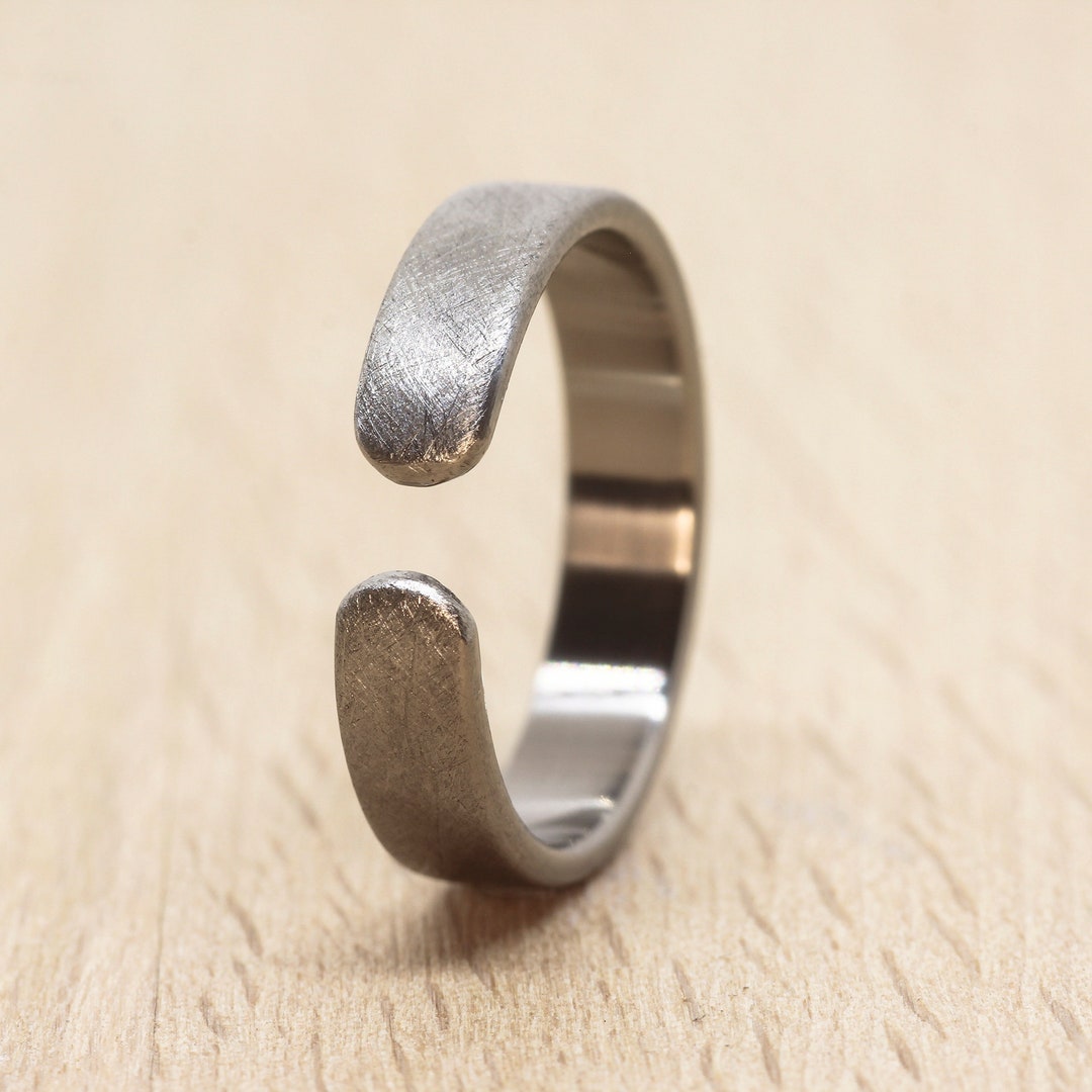 Open Cuff Rings Titanium Open Cuff Ring, Brushed Finish, Handmade Minimalist Wedding ...
