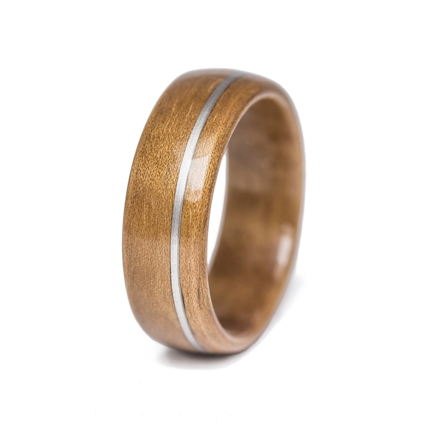 Aluminum And Clear Walnut Wooden Ring Wood Wedding Ring Etsy