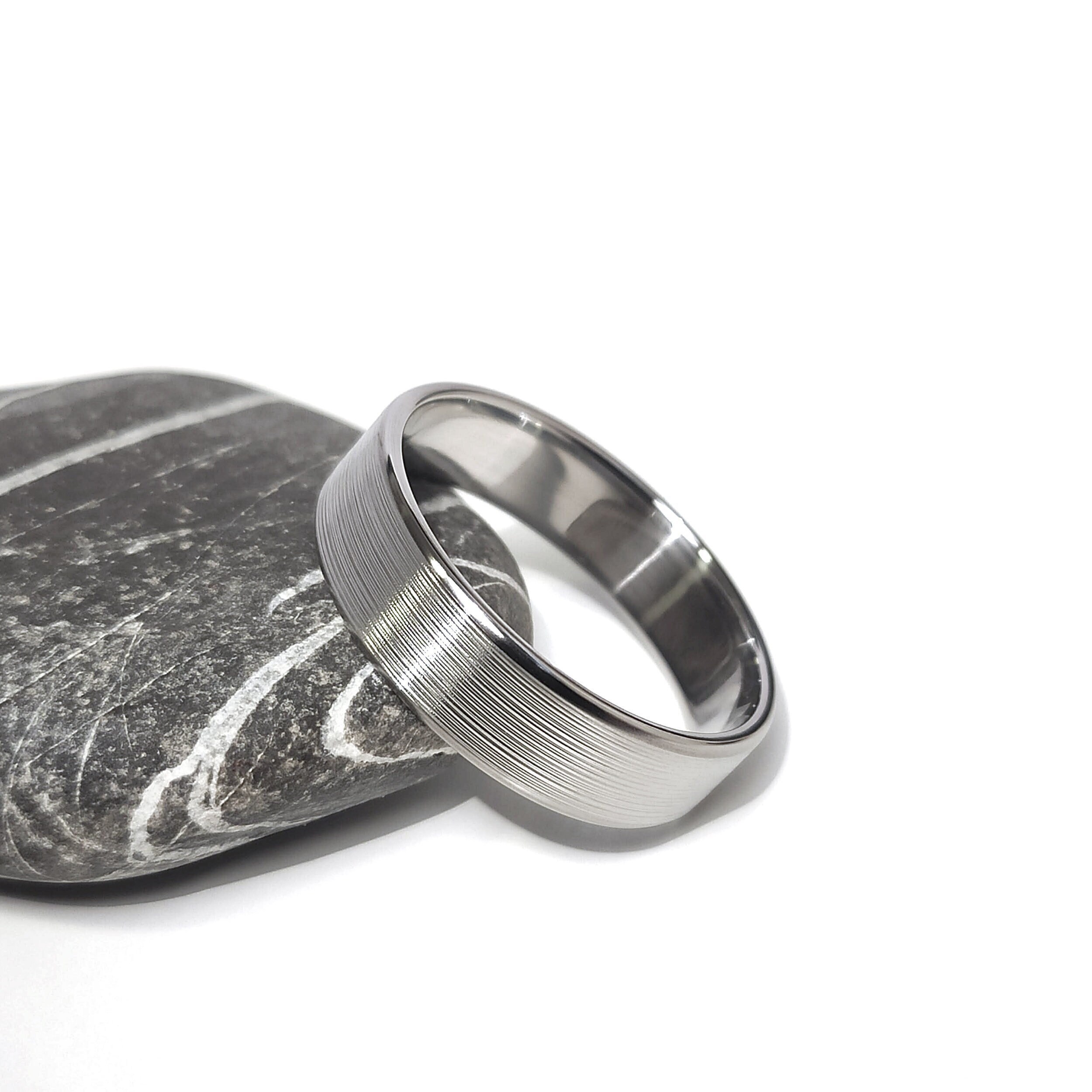 Stainless Steel Ring With Brushed Finish Minimalist Steel Polish
