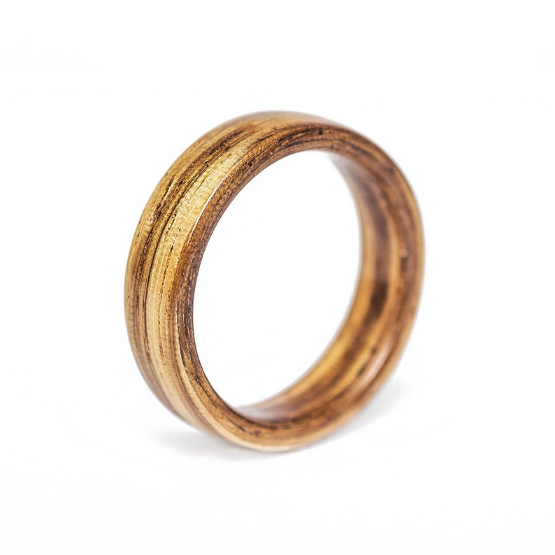 wooden ring mens wooden ring Handmade engagement ring Zebrano wood Bentwood Ring wood wedding ring wedding band