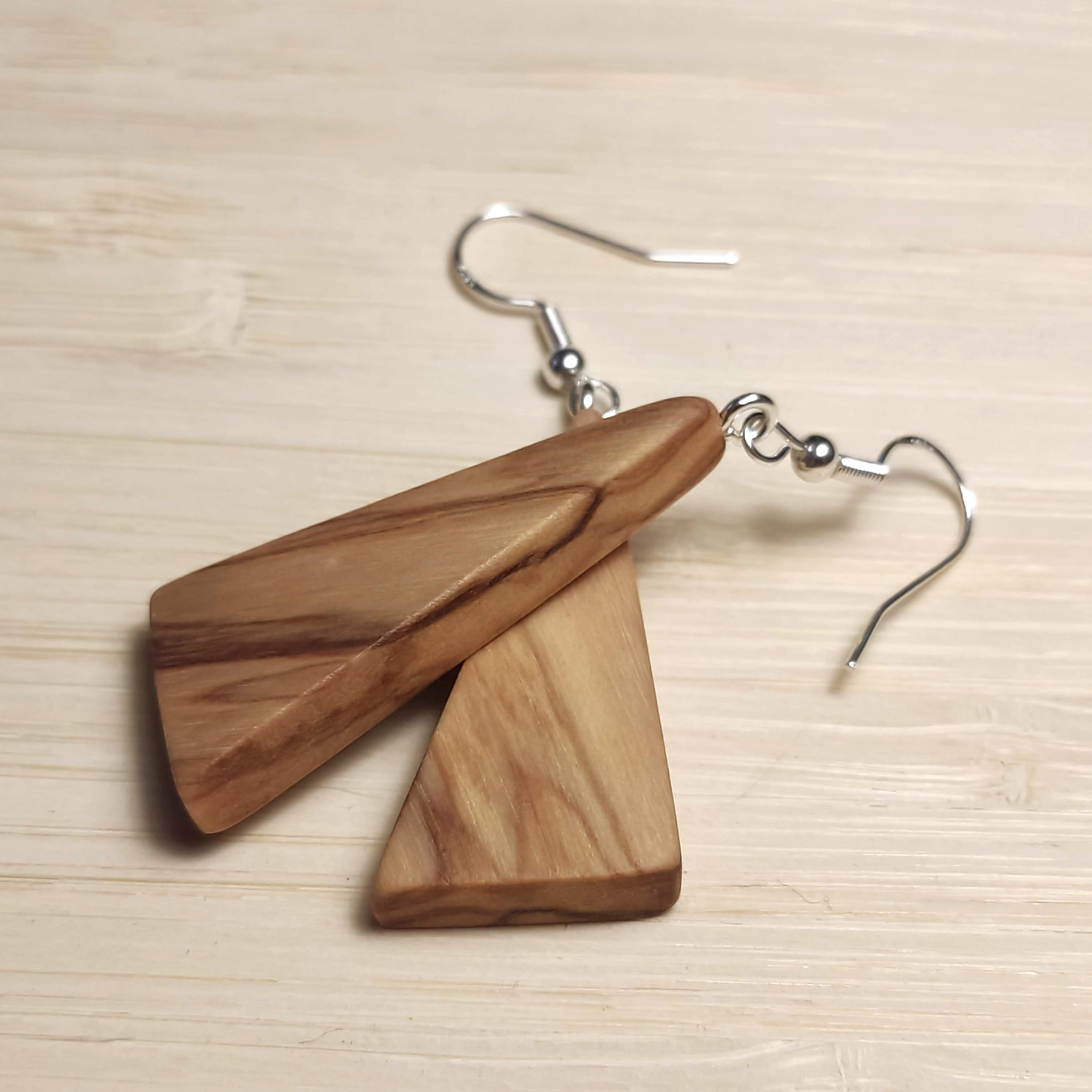 Olive Wood Earrings Silver Ear Wire Handmade Wooden Etsy