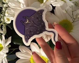Manta Ray Glossy Vinyl Die Cut Sticker | Strawberry Moon Creatives