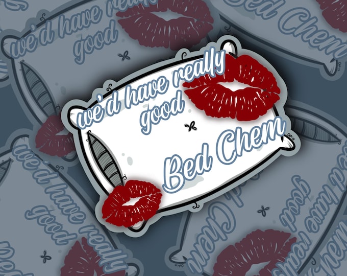 Featured listing image: We'd Have Good Bed Chem - Short n Sweet Pillow Sticker + Illustration | Strawberry Moon Creatives