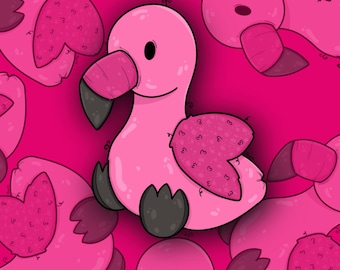 Flamingo Stuffy  Glossy Vinyl DieCut Sticker | Strawberry Moon Creatives