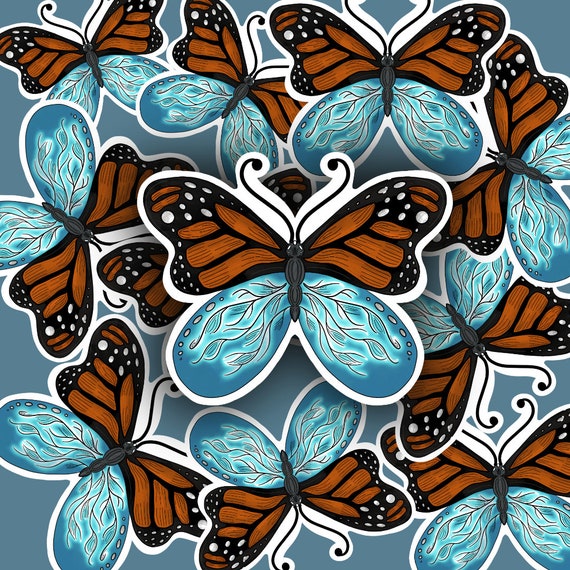 Small Electric Butterfly Die Cut Sticker | Hydroflask Planning Bujo Bullet Journaling Planners Laptop Artist Designs CraftsByCheymarie