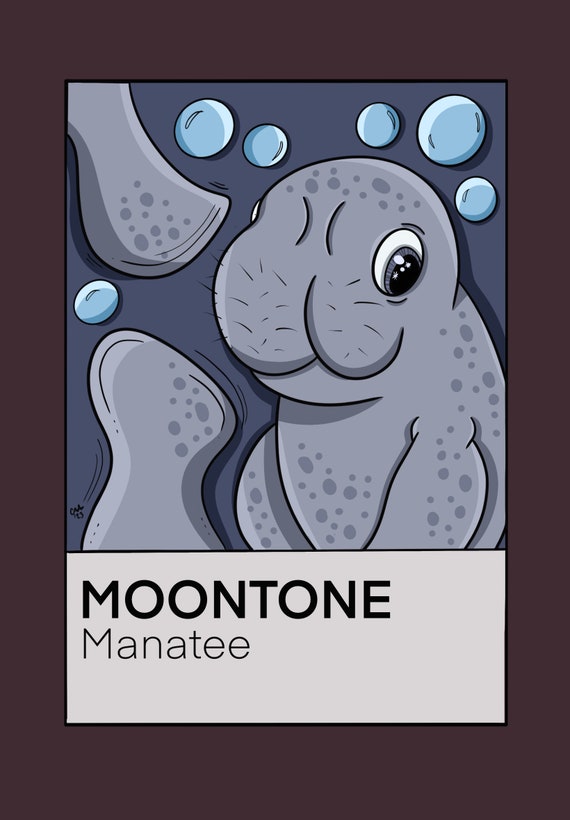Manatee Moontone 8x10 Print | Digital Art, StrawberryMoonCreatives