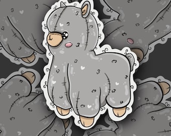 Stuffed Llama Glossy Vinyl Die Cut Sticker | Strawberry Moon Creatives