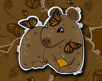 Capybara Die Cut  Vinyl Sticker | Strawberry Moon Creatives