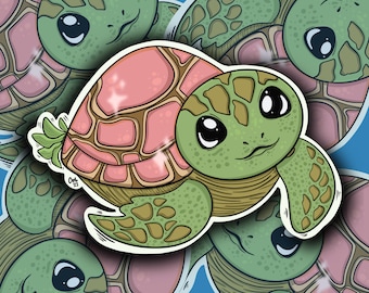 Tiffy Turtle Die Cut Sticker | Strawberry Moon Creatives