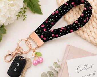 Cherry On Top Keychain Wristlet w/ Rose Gold Hardware