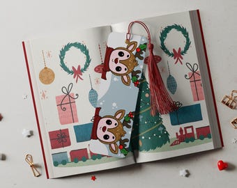 Reindeer Friends Double-Sided Bookmark | Strawberry Moon Creatives