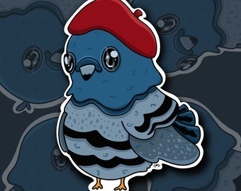 Pierre Pigeon Die Cut Vinyl Sticker | Strawberry Moon Creatives