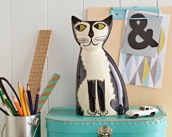 Handmade Ceramic Cat Money Box, Retro Hannah Turner Design - Etsy