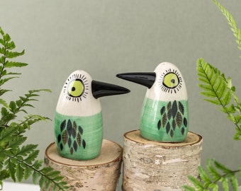 Bird Salt and pepper shakers by Hannah Turner - Buy these handmade ceramic bird shakers, perfect wedding gift for lovebirds, UK designed