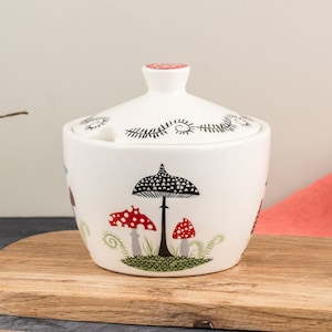 Handmade Ceramic Toadstool Sugar Bowl, Vintage Design