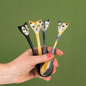 Handmade Ceramic Cat Spoons set of 4 by Hannah Turner