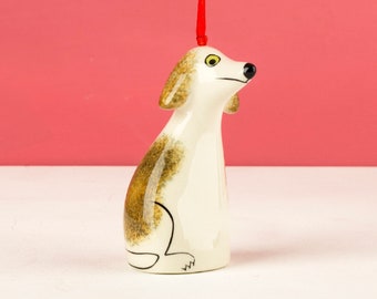 Handmade Ceramic Dog Festive Decoration