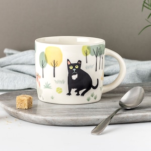 Handmade Ceramic Dog Mug 2, designed in the UK by Hannah Turner, gift boxed Dog Gift for dog lovers. Jack Russel, BostonTerrier cross