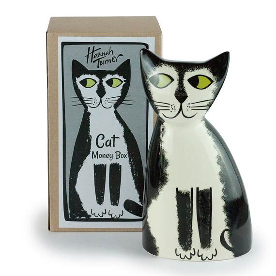 Handmade Ceramic Cat Money Box, Retro Hannah Turner Design - Etsy