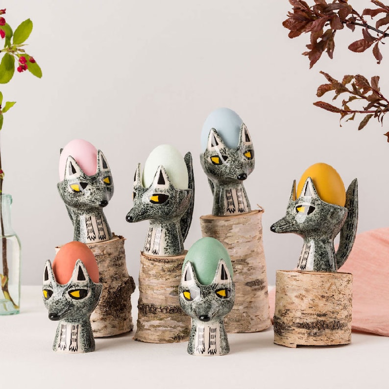 Hannah Turner Wolf Egg Cup - Thumbnail 3