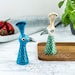 Peacock Salt and Pepper Shakers, handmade pottery salt and peppers designed in the UK by Hannah Turner. Peacock Cruet set gift, bird lover 