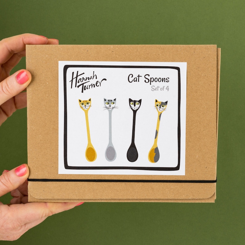 Handmade Ceramic Cat Spoons set of 4 by Hannah Turner