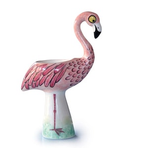 Flamingo Egg Cup, perfect gift for kids, Handmade Ceramic Flamingo gift, retro flamingo, kitsch flamingo, designed in UK by Hannah Turner image 5