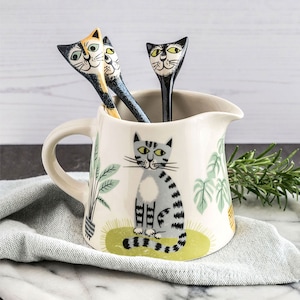 Handmade Ceramic Cat Spoons, Hannah Turner Design, Fun Pottery Tableware