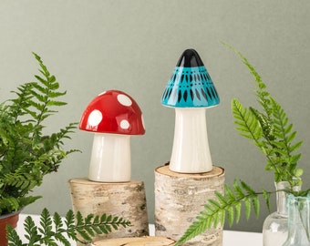 Toadstool Salt and Pepper Shakers - Designed by Hannah Turner, this Ceramic Toadstool cruet set make the perfect gift for mushroom lovers