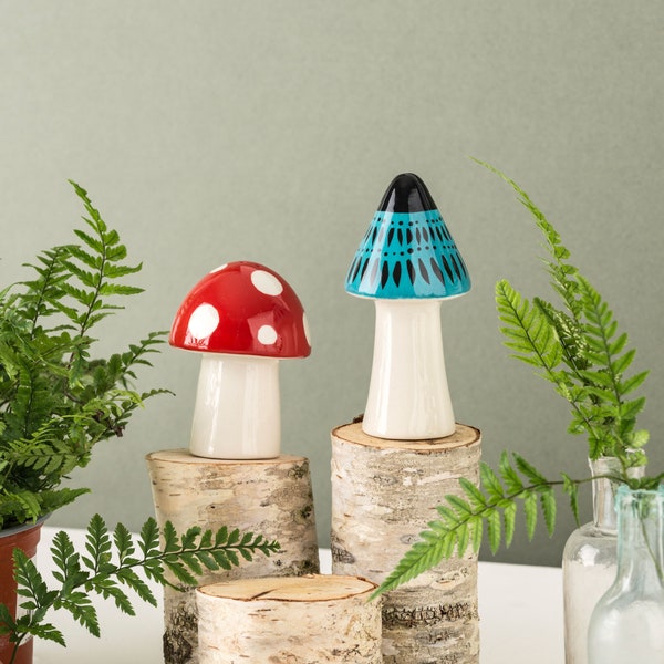 Toadstool Salt and Pepper Shakers - Designed by Hannah Turner, this Ceramic Toadstool cruet set make the perfect gift for mushroom lovers