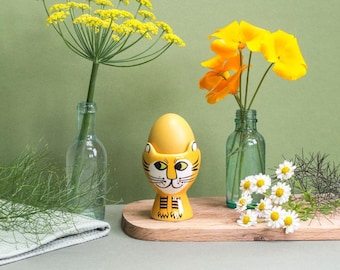 Huevera de cerámica con forma de tigre hecha a mano, regalo para niños y adultos, diseñada en el Reino Unido para tu hogar.