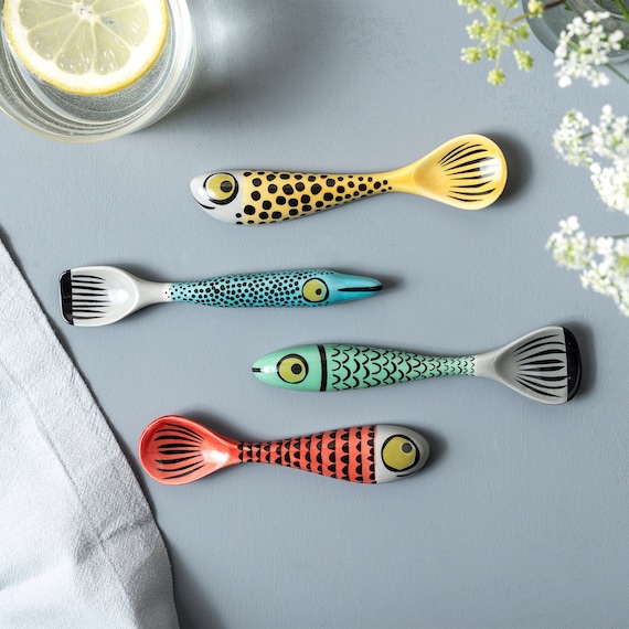 Handmade Ceramic Fish Spoons by Hannah Turner, Hand-painted Little