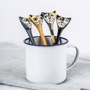 Handmade Ceramic Cat Spoons set of 4 by Hannah Turner