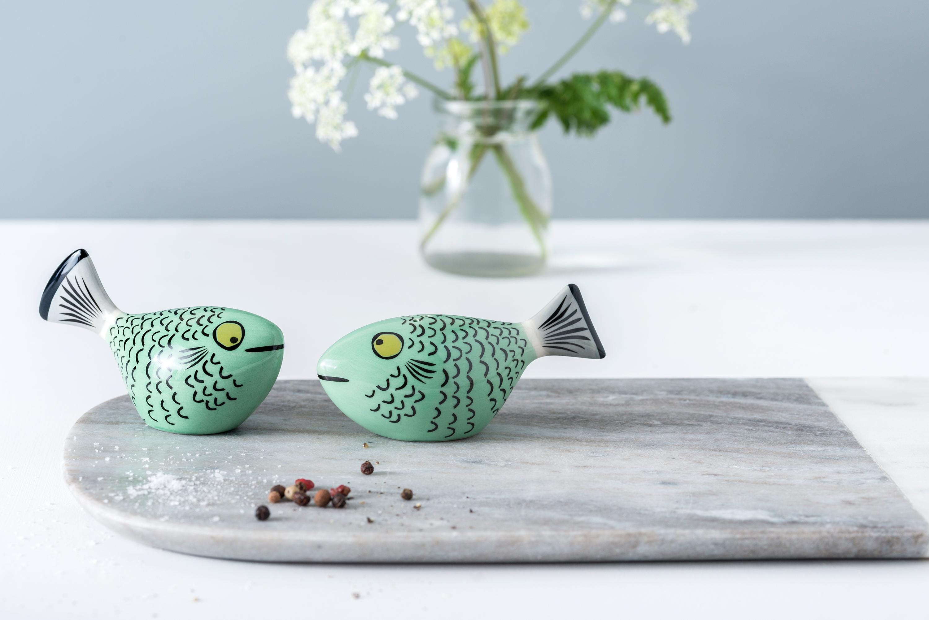 Handmade Ceramic Fish Salt and Pepper Shakers, Hannah Turner Gift