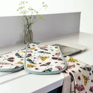Moth Design Double Oven Gloves made from organic unbleached cotton