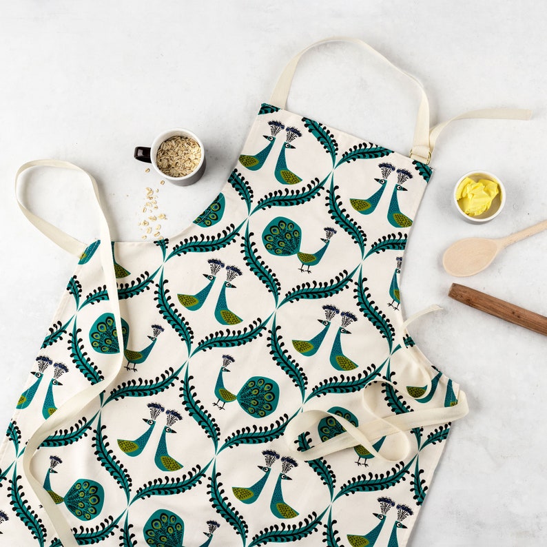 Peacock Cotton Apron by Hannah Turner