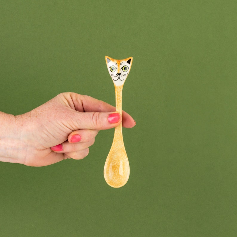 Handmade Ceramic Cat Spoons set of 4 by Hannah Turner